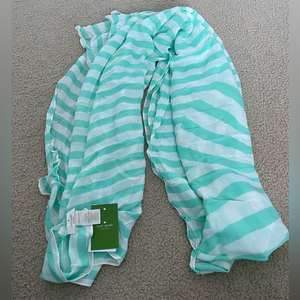 Kate Spade New York Bow Stripe Oblong Scarf in Mint Licquer